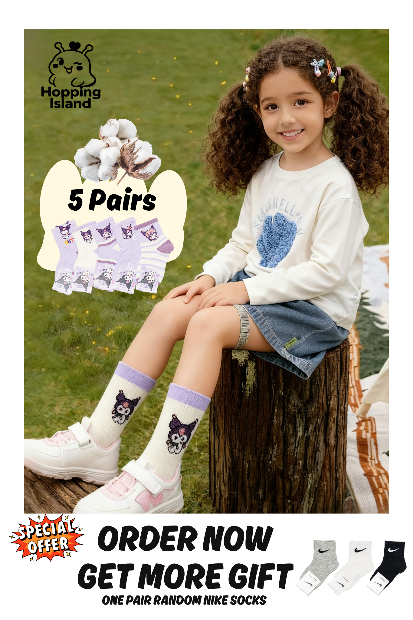 Kids Socks 5Pairs Kuromi Cartoon [HI]