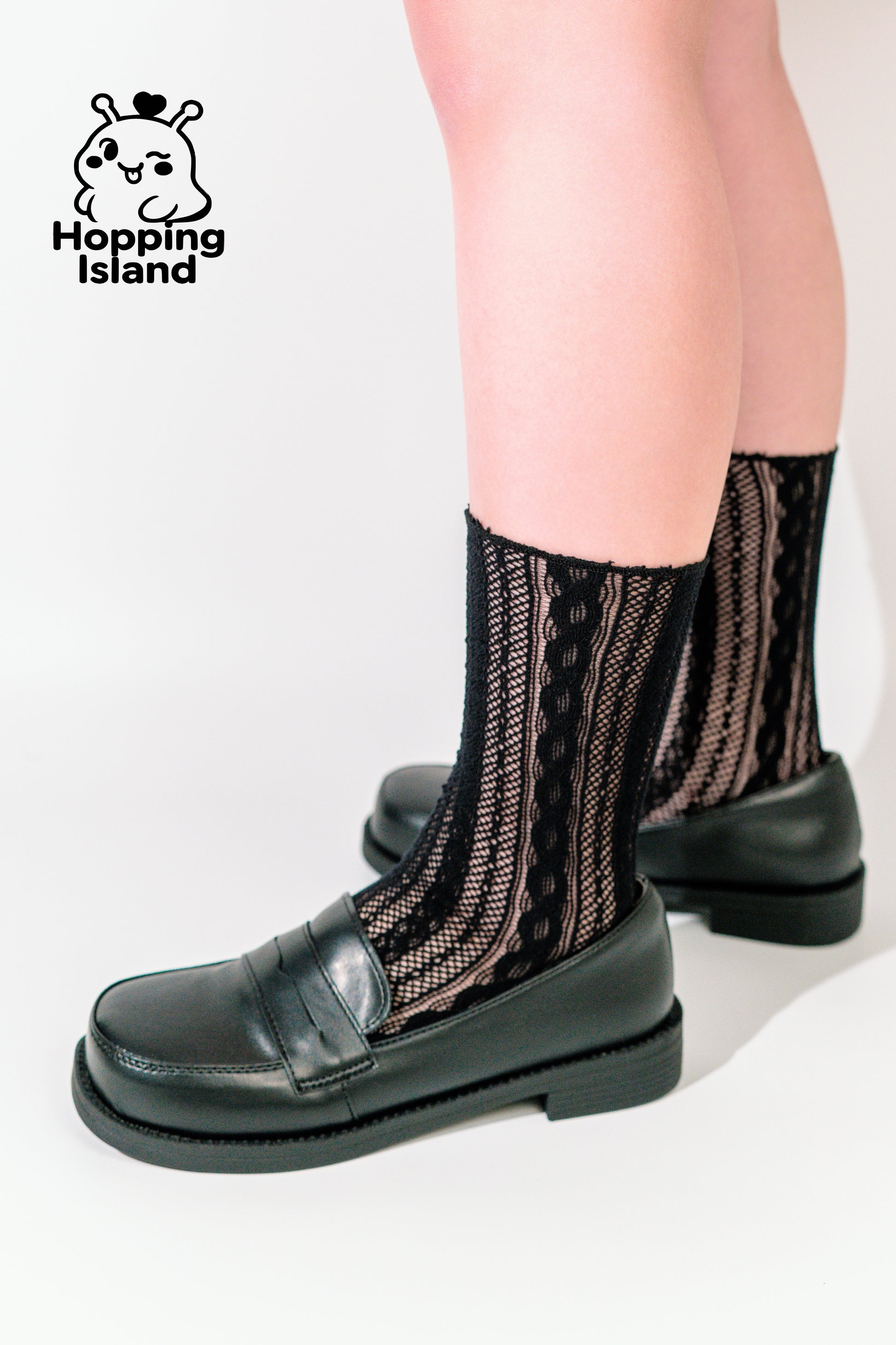 HI Floral Black Lace Slouch Thin Retro Socks for Women