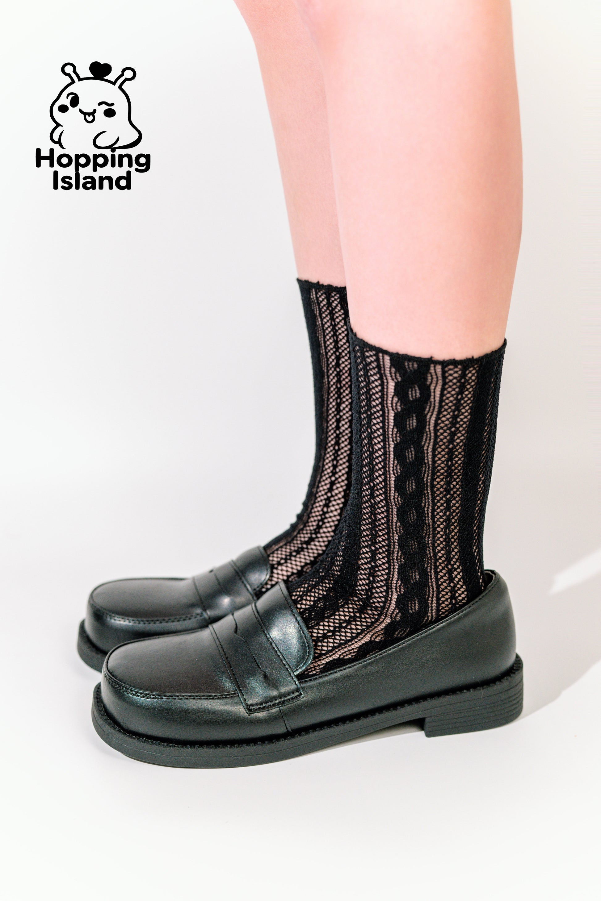HI Floral Black Lace Slouch Thin Retro Socks for Women