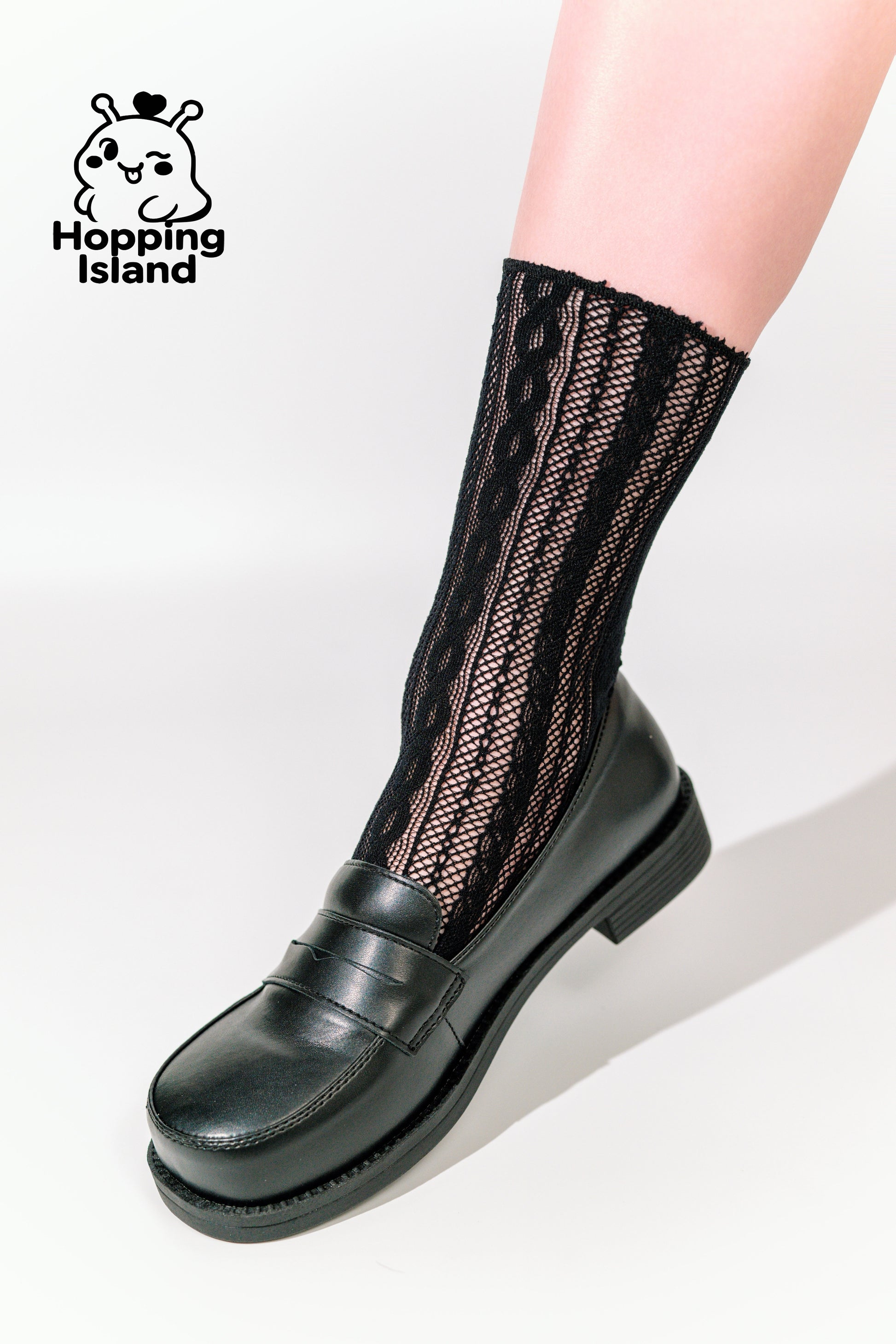 HI Floral Black Lace Slouch Thin Retro Socks for Women