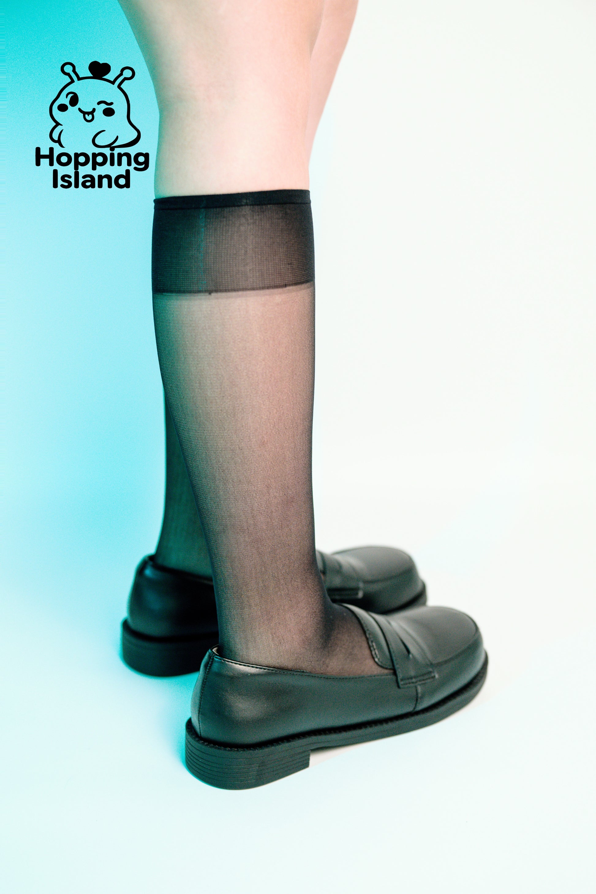 HI Silken Cooling Silk Below-Knee Sheer Breathable Mid-Calf Black Summer Stockings for Women