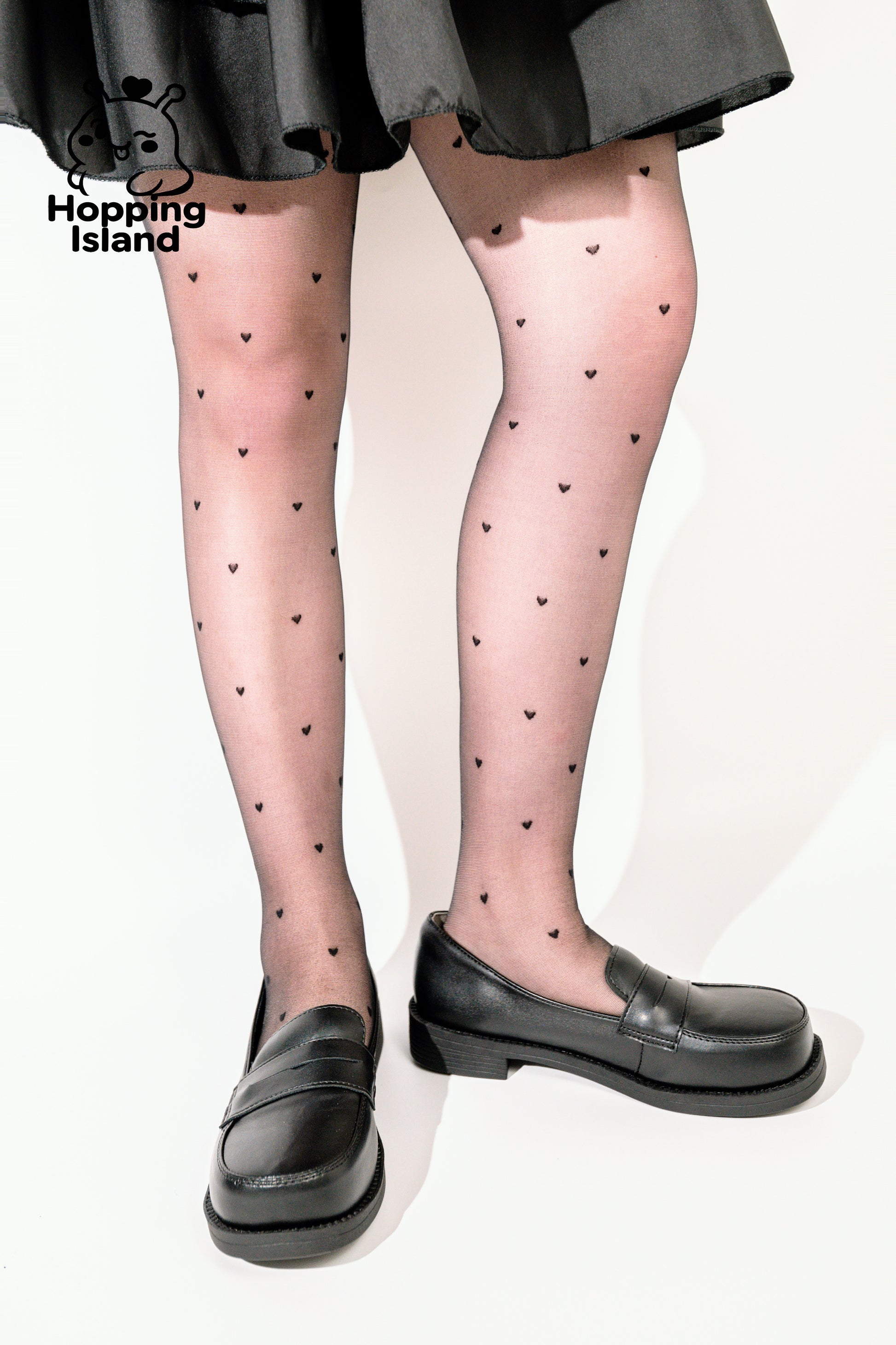 HI Floral Black Polka Dot and Heart Pattern Ultra Thin Pantyhose Stocking Tights