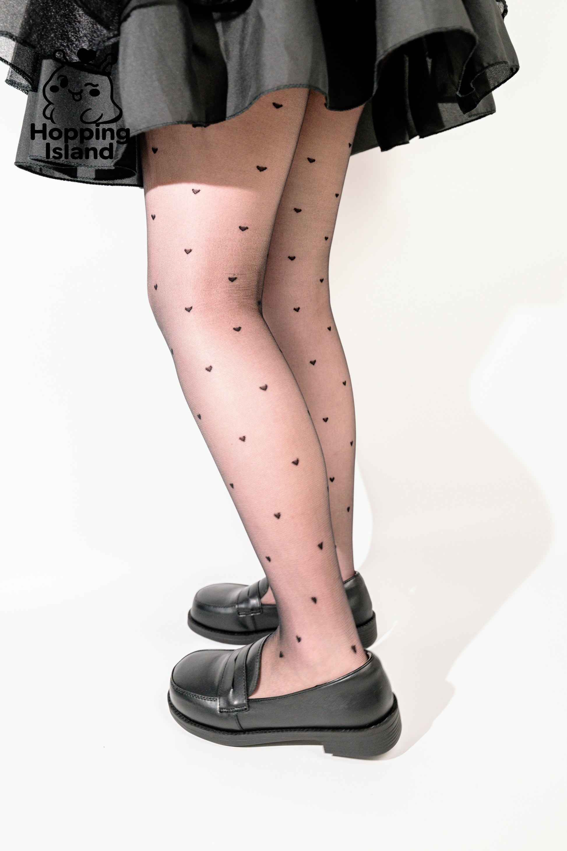 HI Floral Black Polka Dot and Heart Pattern Ultra Thin Pantyhose Stocking Tights