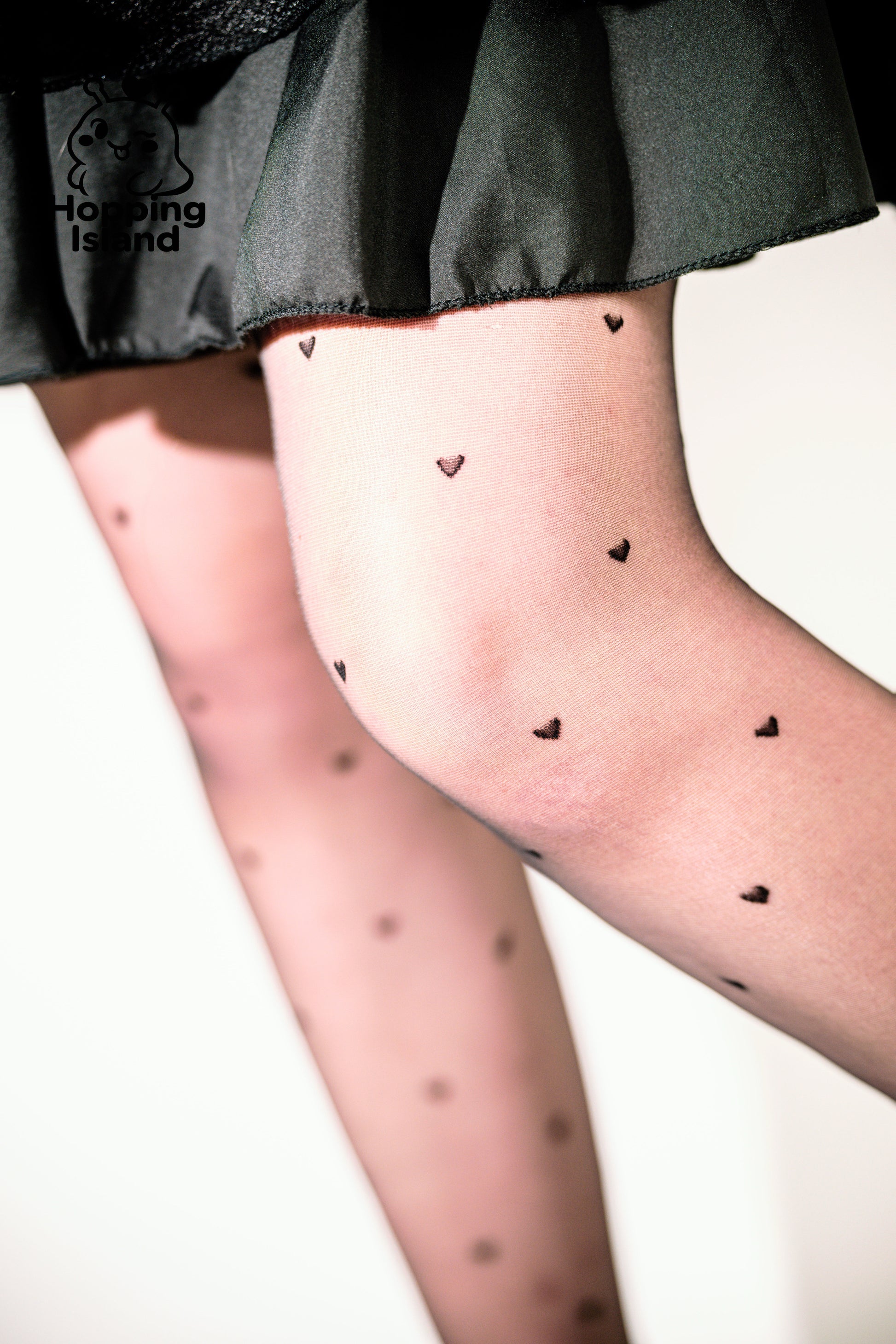 HI Floral Black Polka Dot and Heart Pattern Ultra Thin Pantyhose Stocking Tights