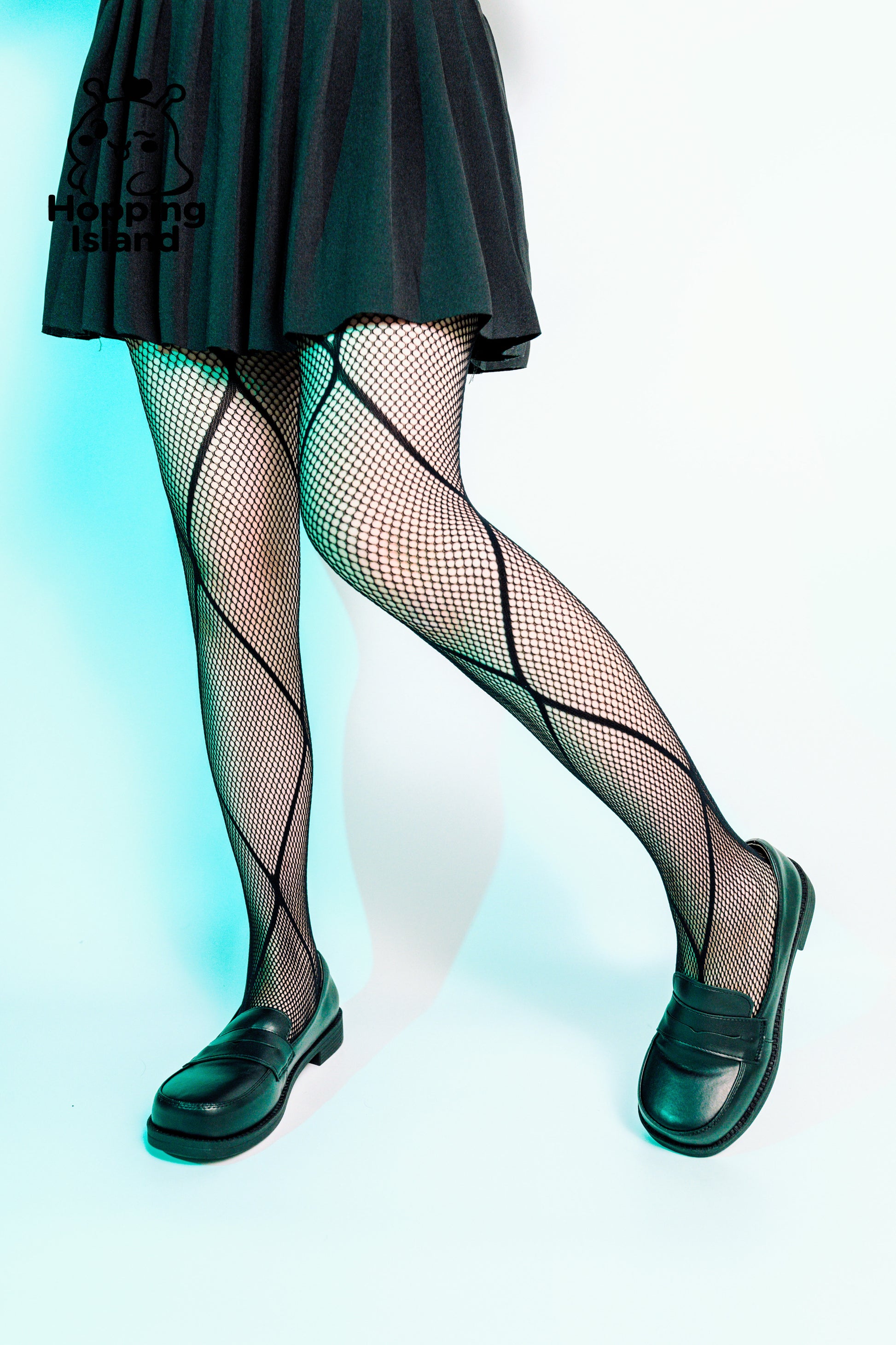 HI Floral Large Grid Black Fishnet Tights Highly Elastic Stretch