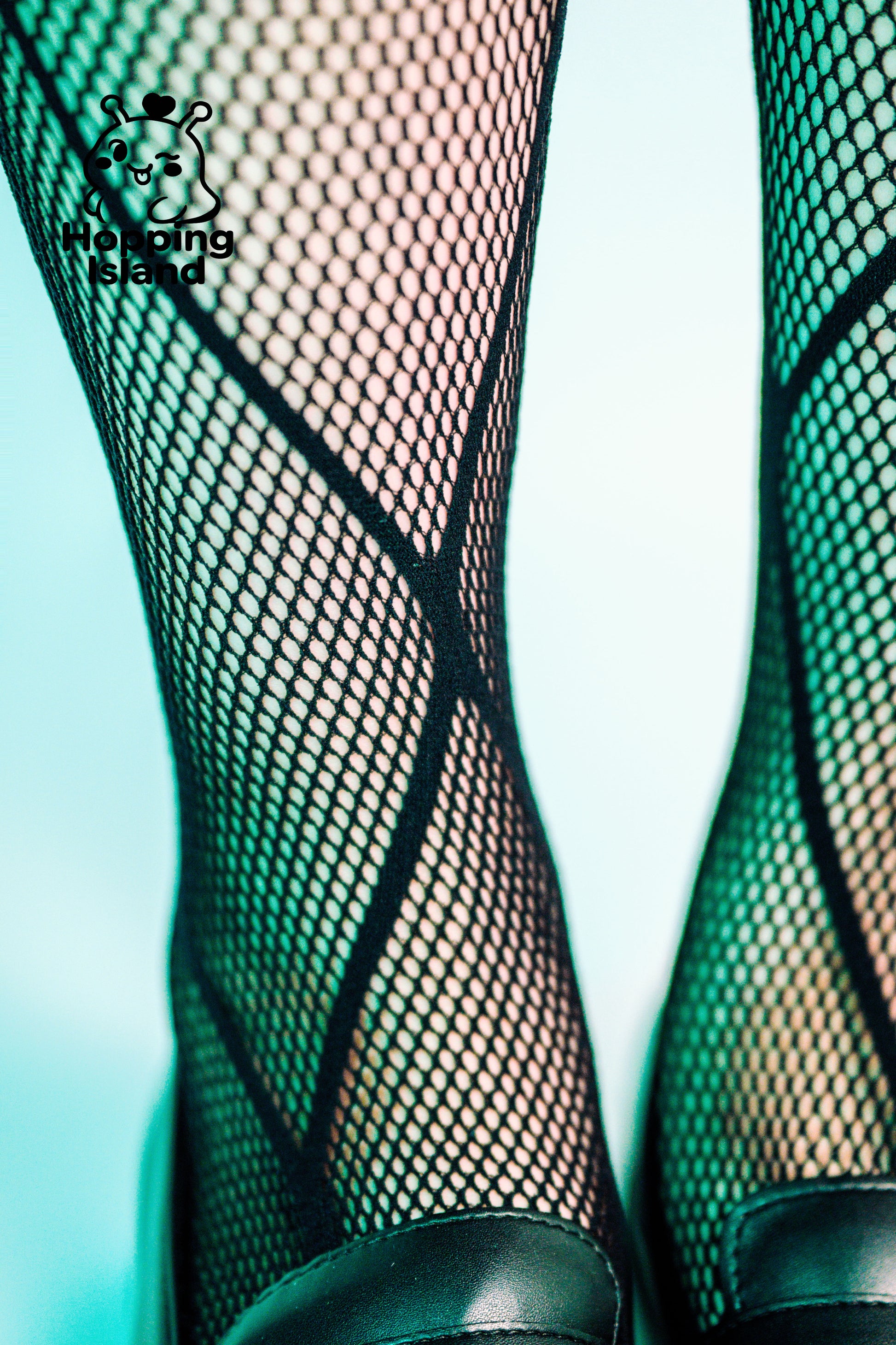 HI Floral Large Grid Black Fishnet Tights Highly Elastic Stretch