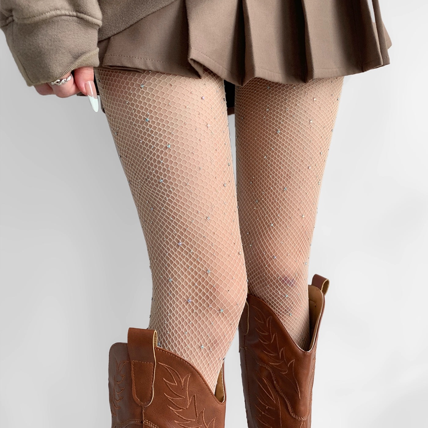 HI Moonlight Diamond Net Tights Sexy Rhinestone Fishnets for Glamorous Legs