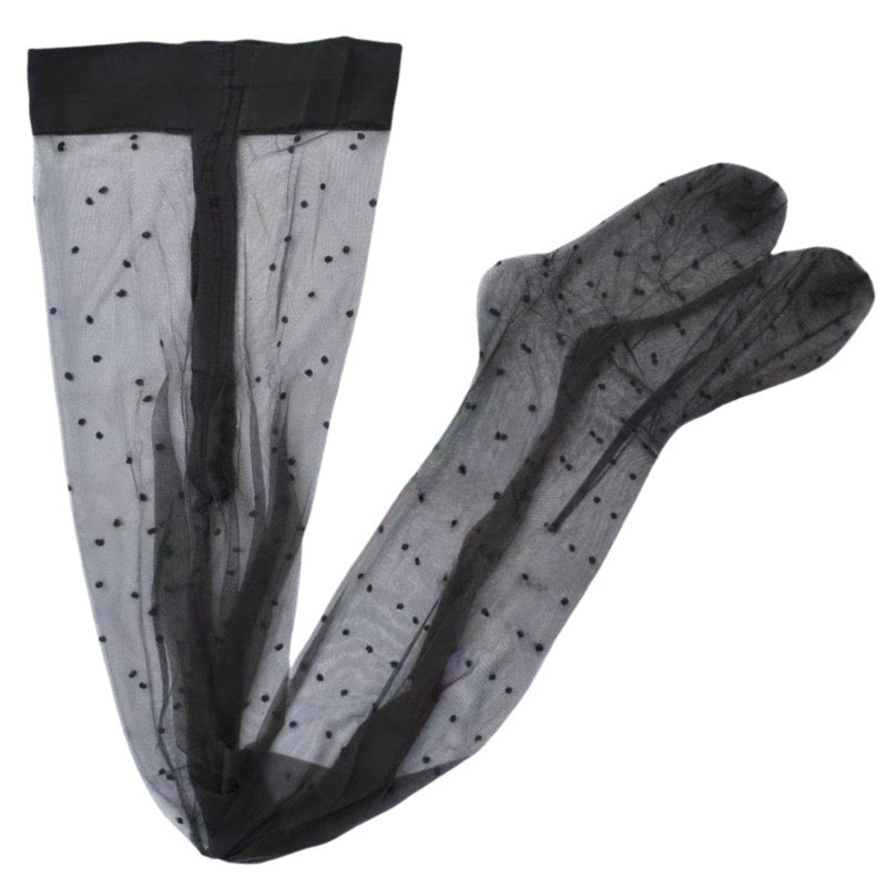 HI Floral Classic Dotted Sheer Tights Vintage Black