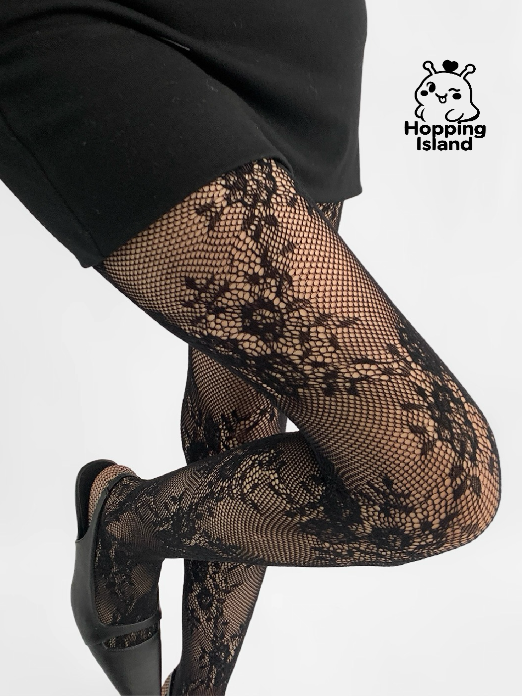 HI Floral Lace Vine Stocking Tights Black
