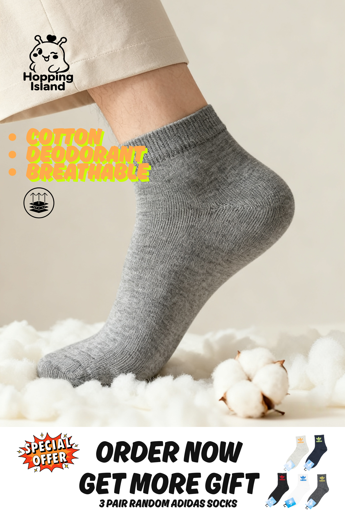 10 Pairs Daily Cotton Ankle Socks Gray [HI]