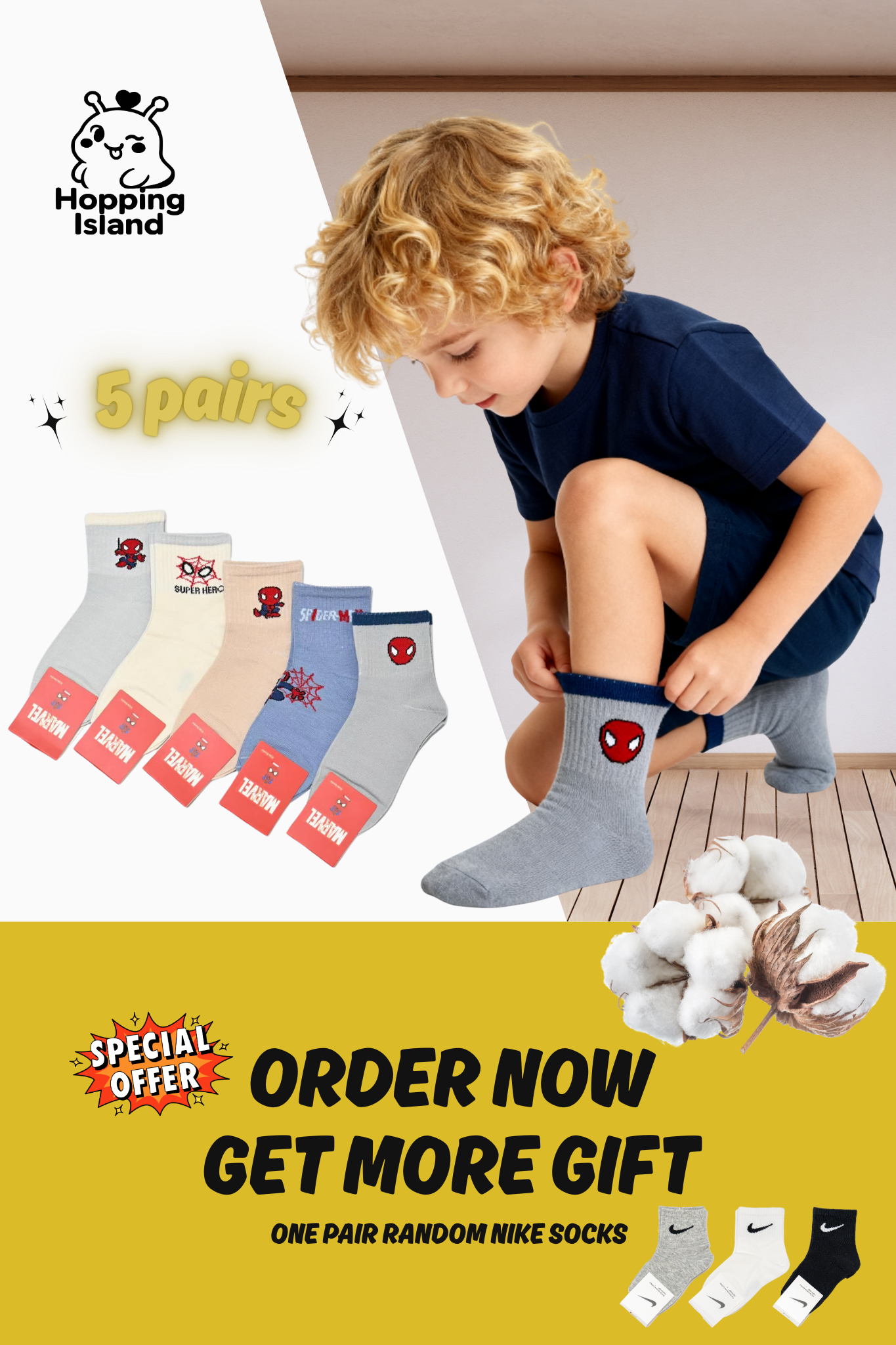Kids Socks 5Pairs Spiderman [HI]
