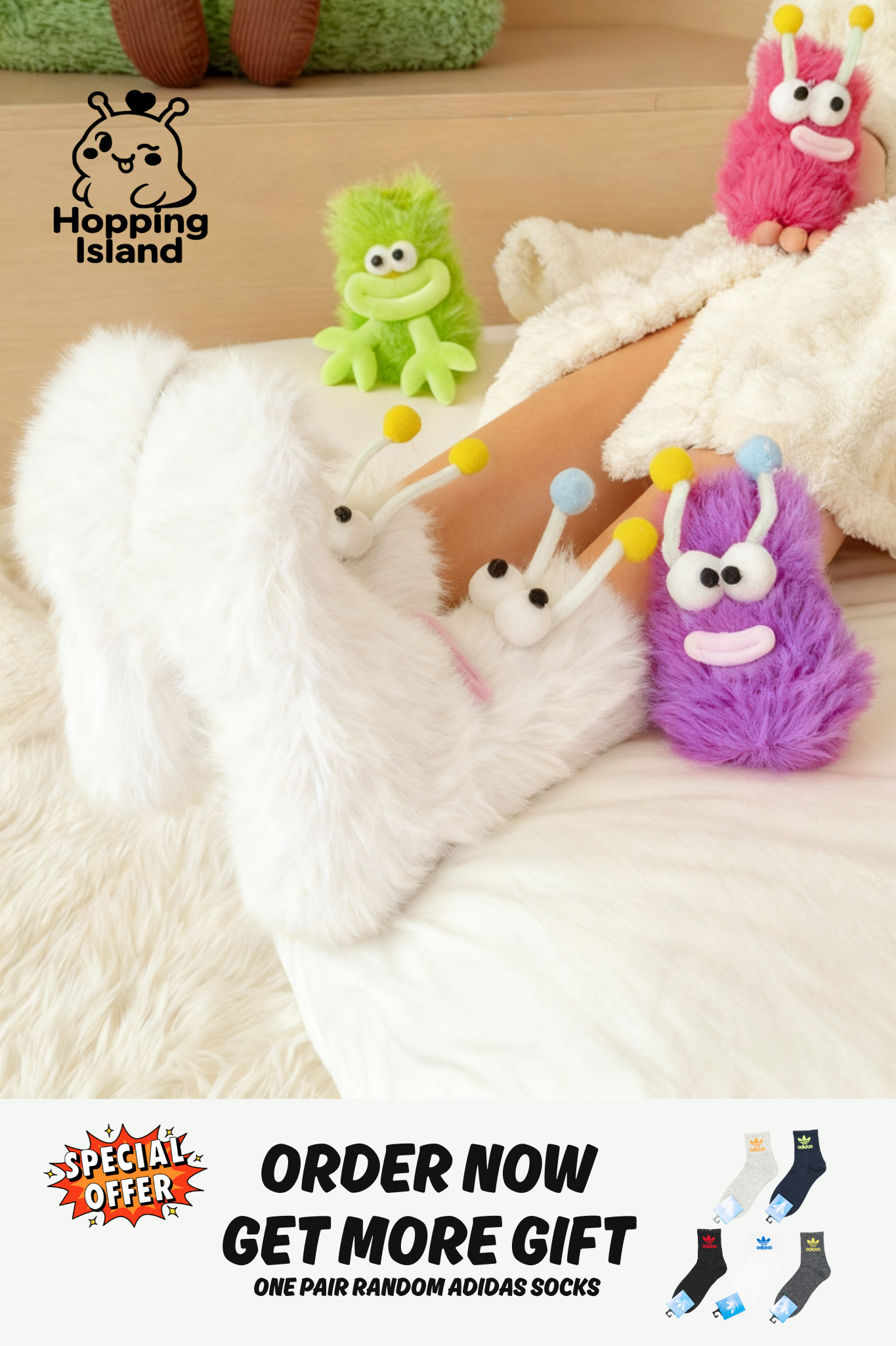 3 Pairs Socks Funny Monster Caterpillar Socks [HI]