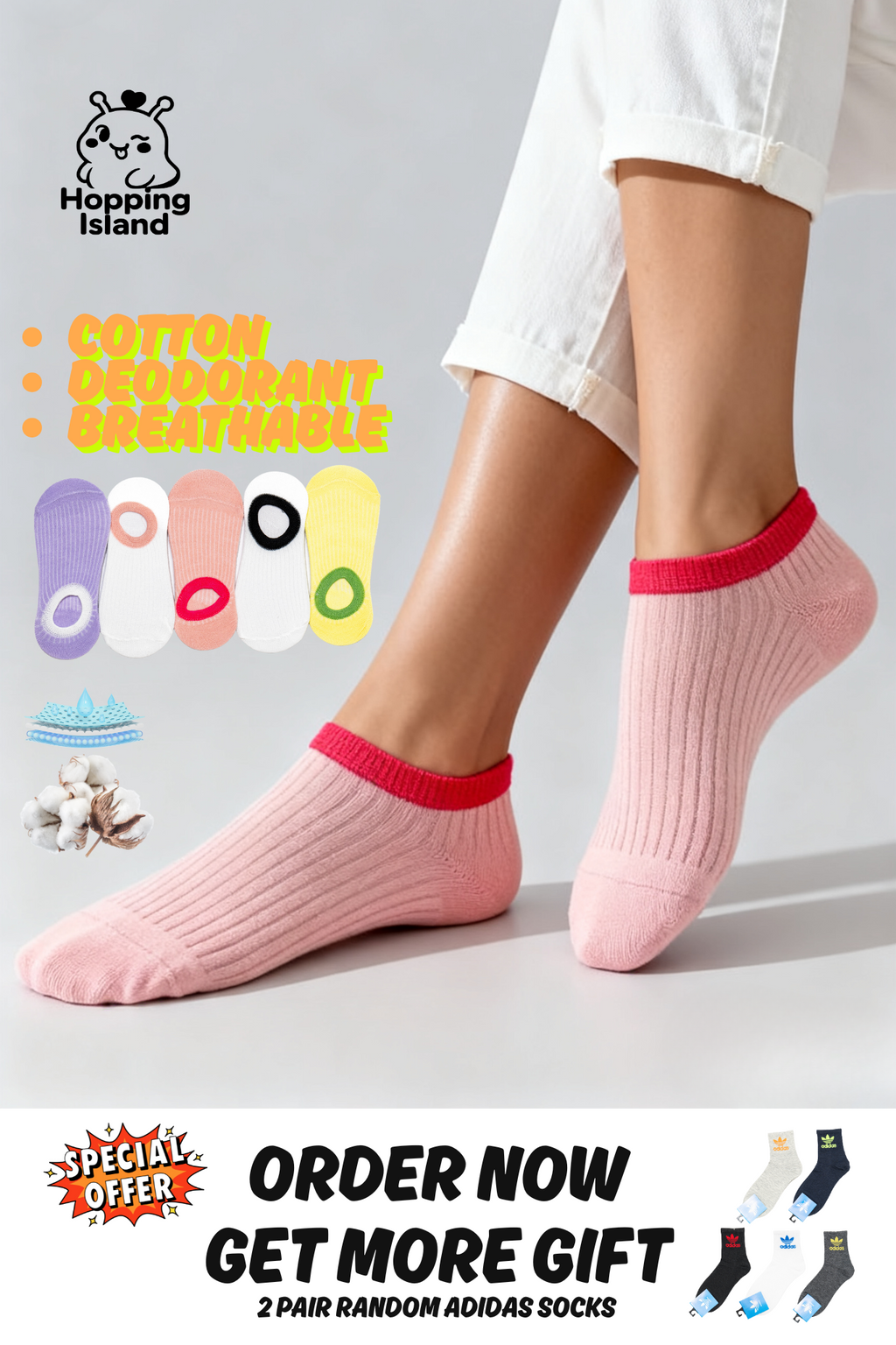 5 Pairs Socks Colorful Ankle Invisible Socks INS Style [HI]