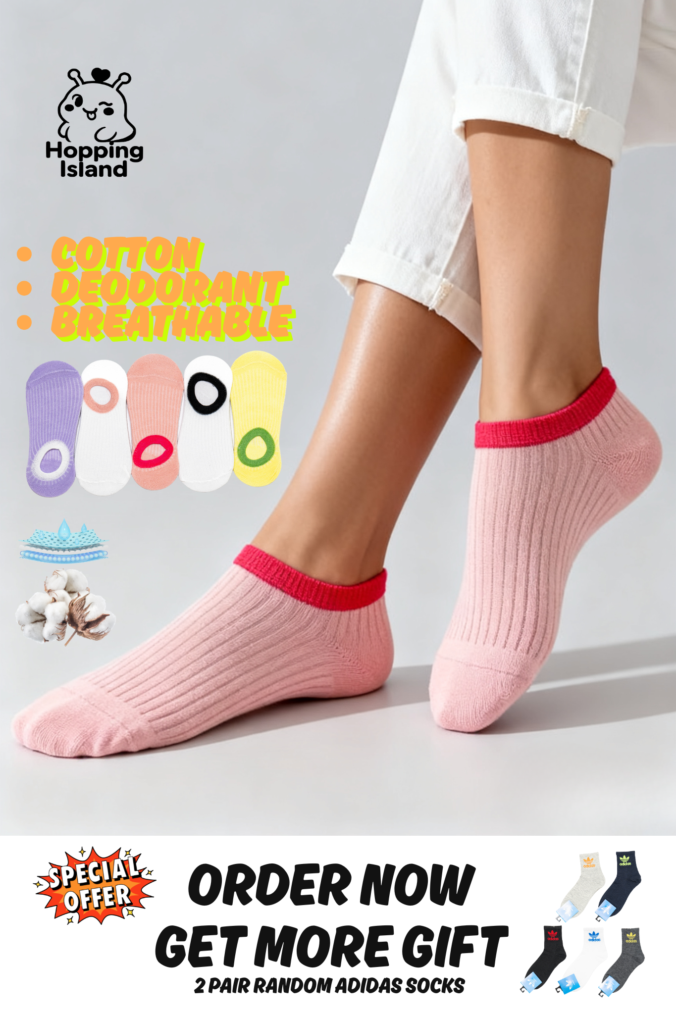 5 Pairs Socks Colorful Ankle Invisible Socks INS Style [HI]
