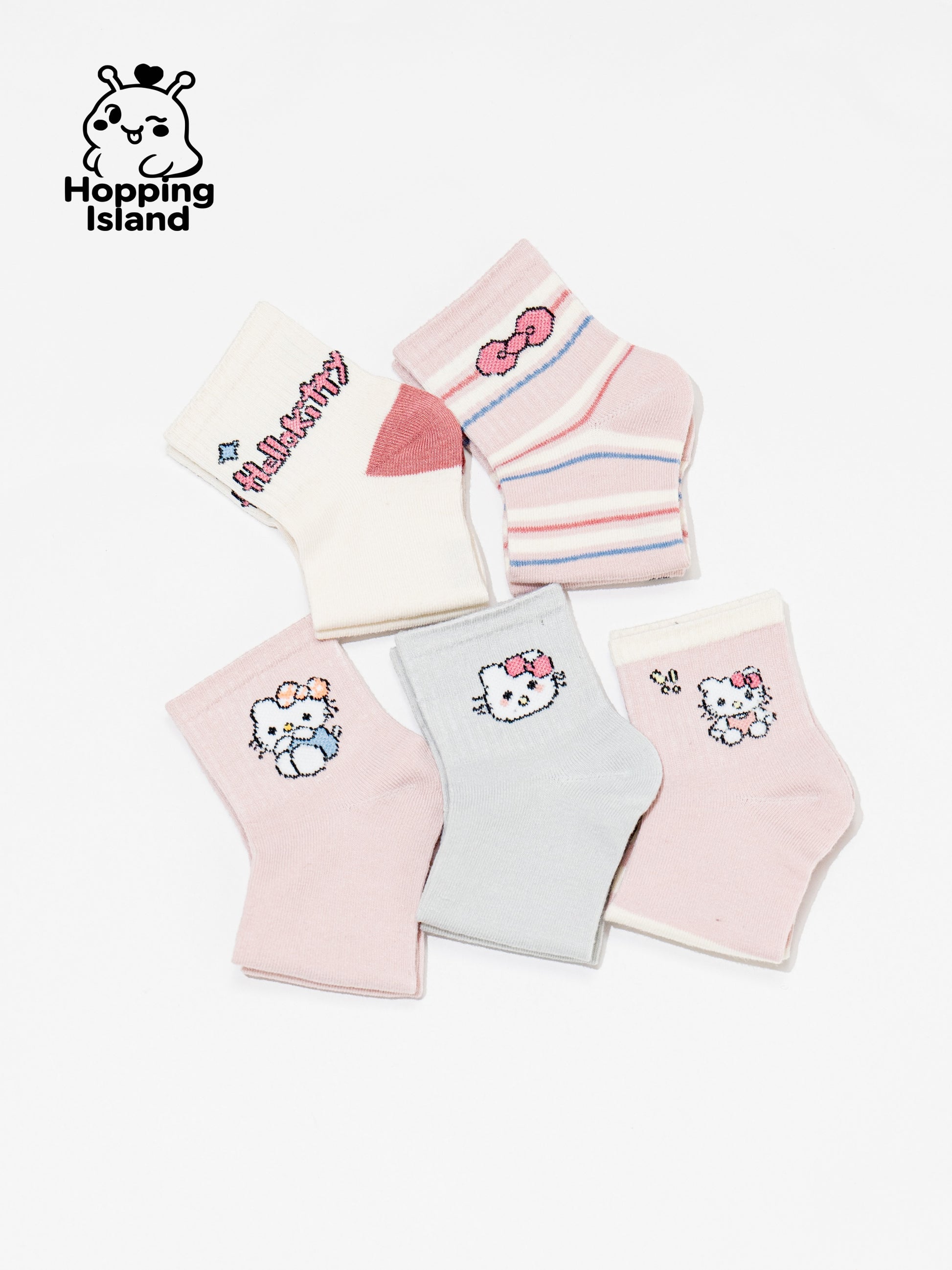 Kids Socks 5Pairs Kitty Cat Pattern [HI]