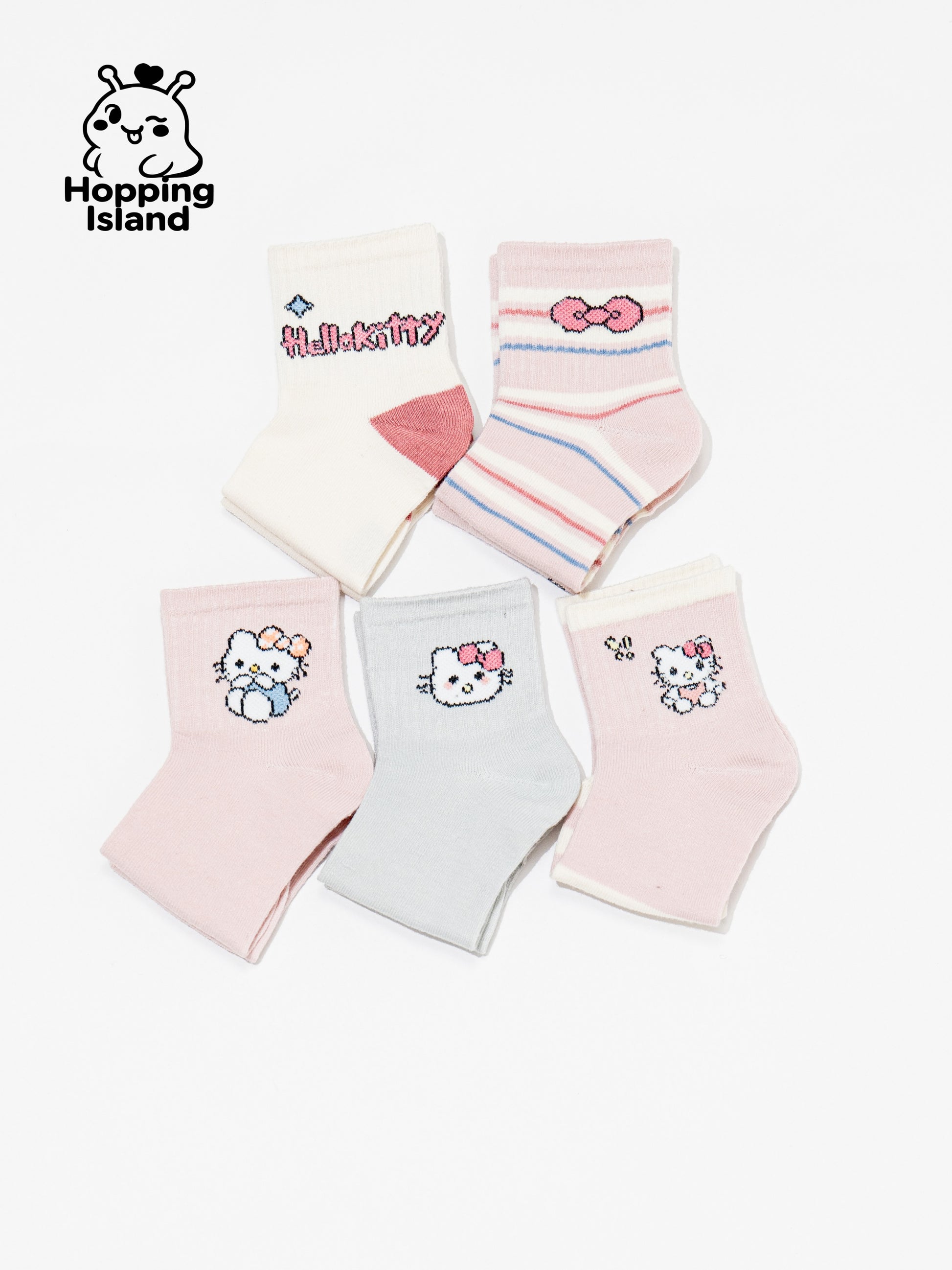 Kids Socks 5Pairs Kitty Cat Pattern [HI]