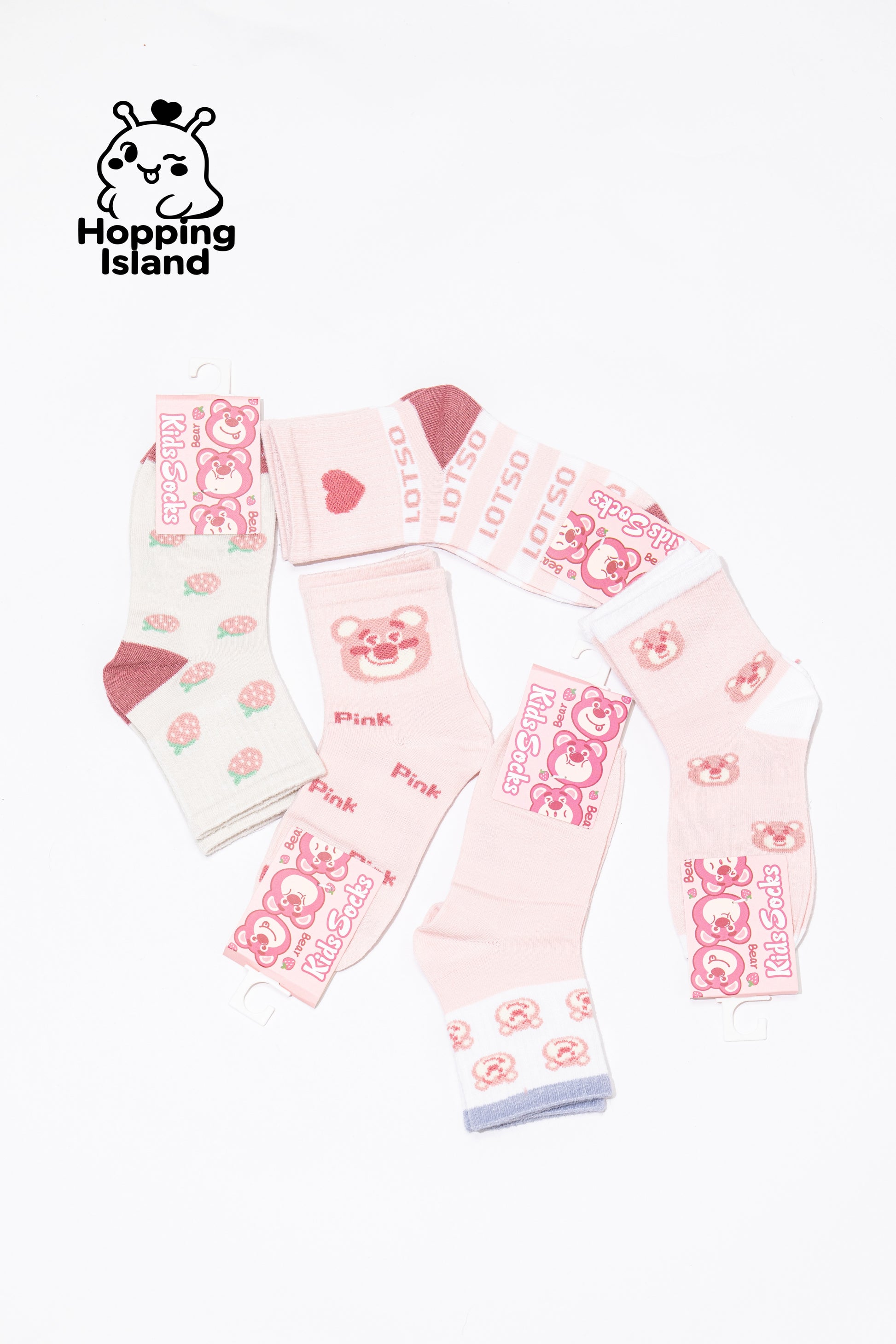 Kids Children Girl Boys Sock Socks 5Pairs Strawberry Bear [HI]