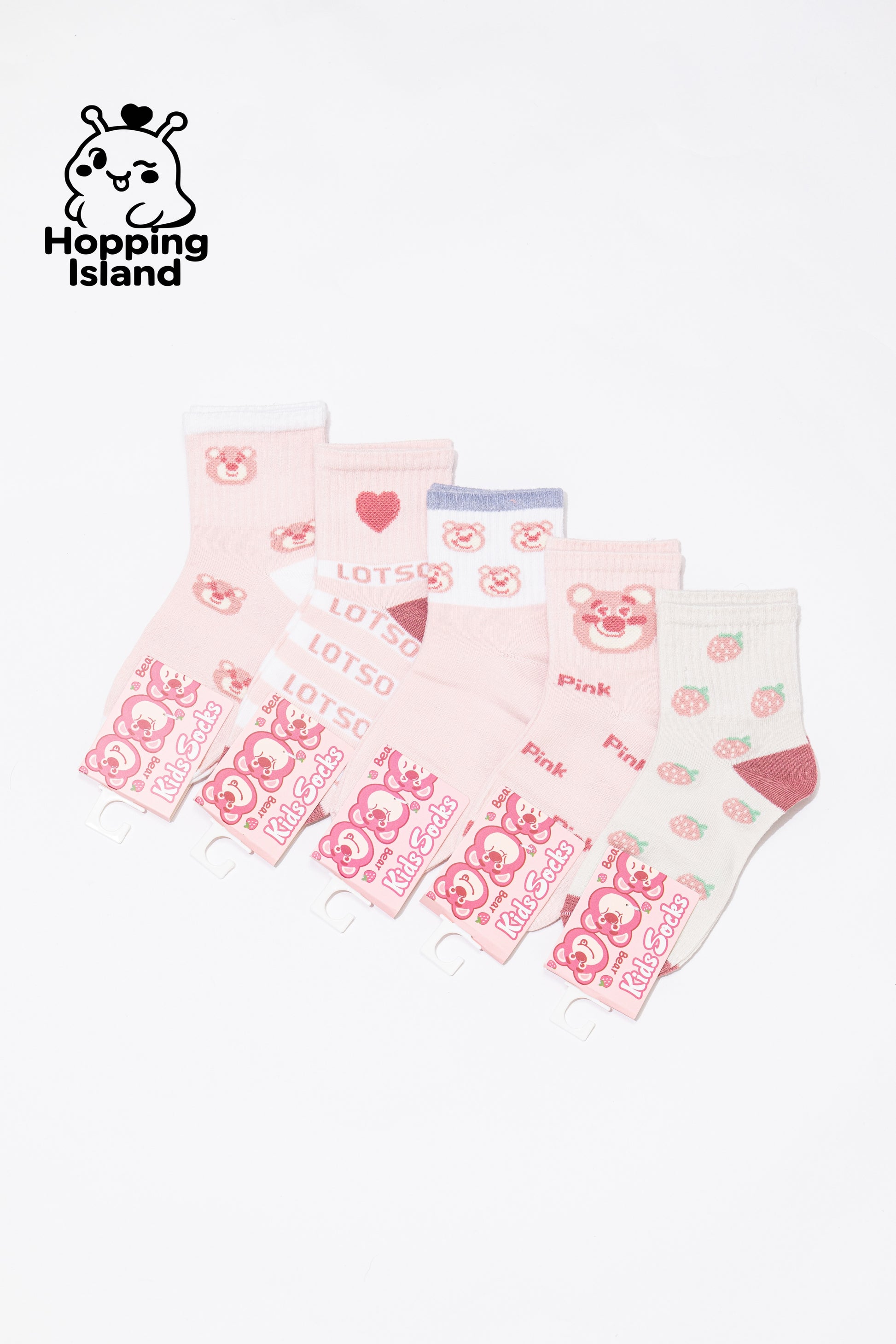 Kids Children Girl Boys Sock Socks 5Pairs Strawberry Bear [HI]