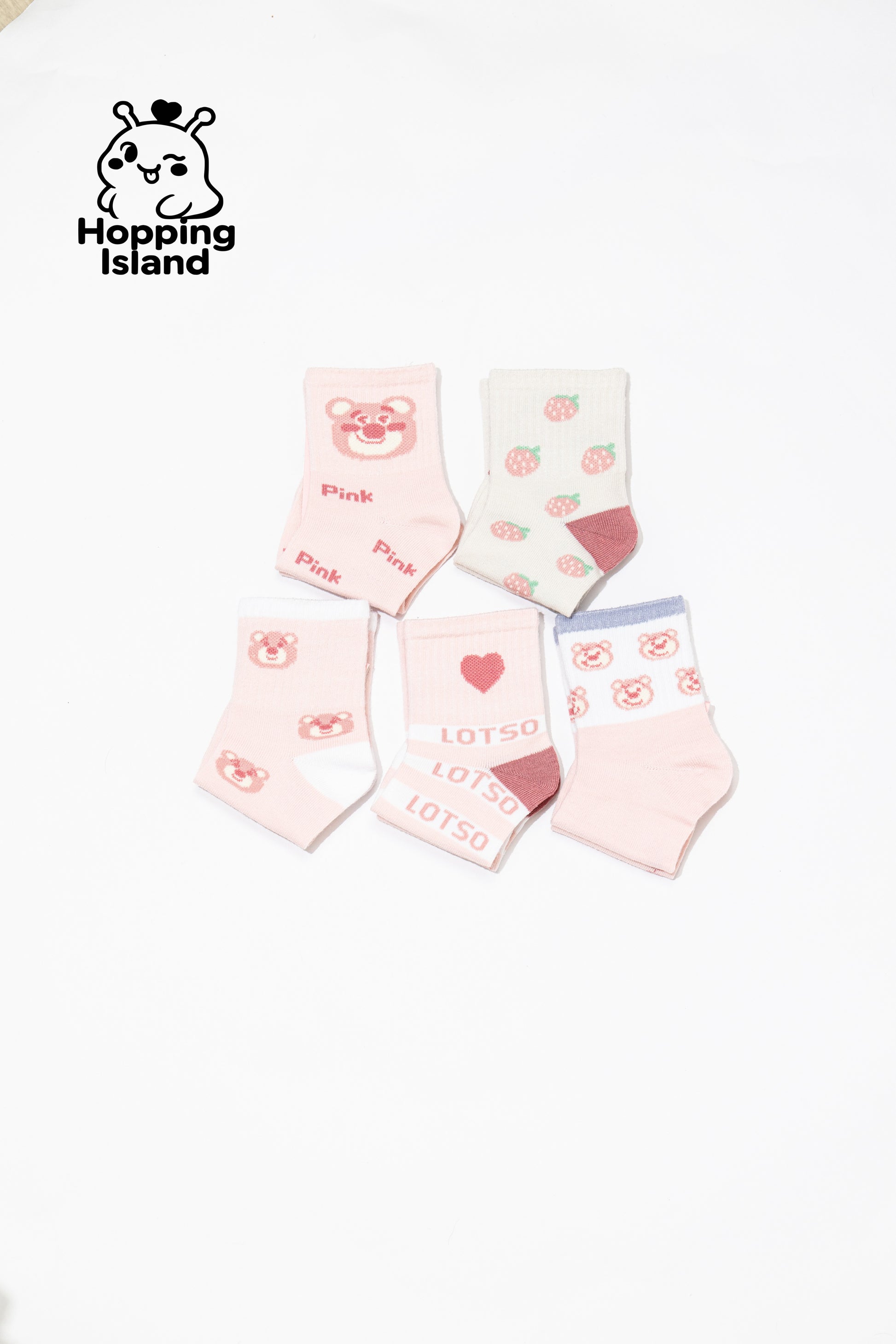 Kids Children Girl Boys Sock Socks 5Pairs Strawberry Bear [HI]