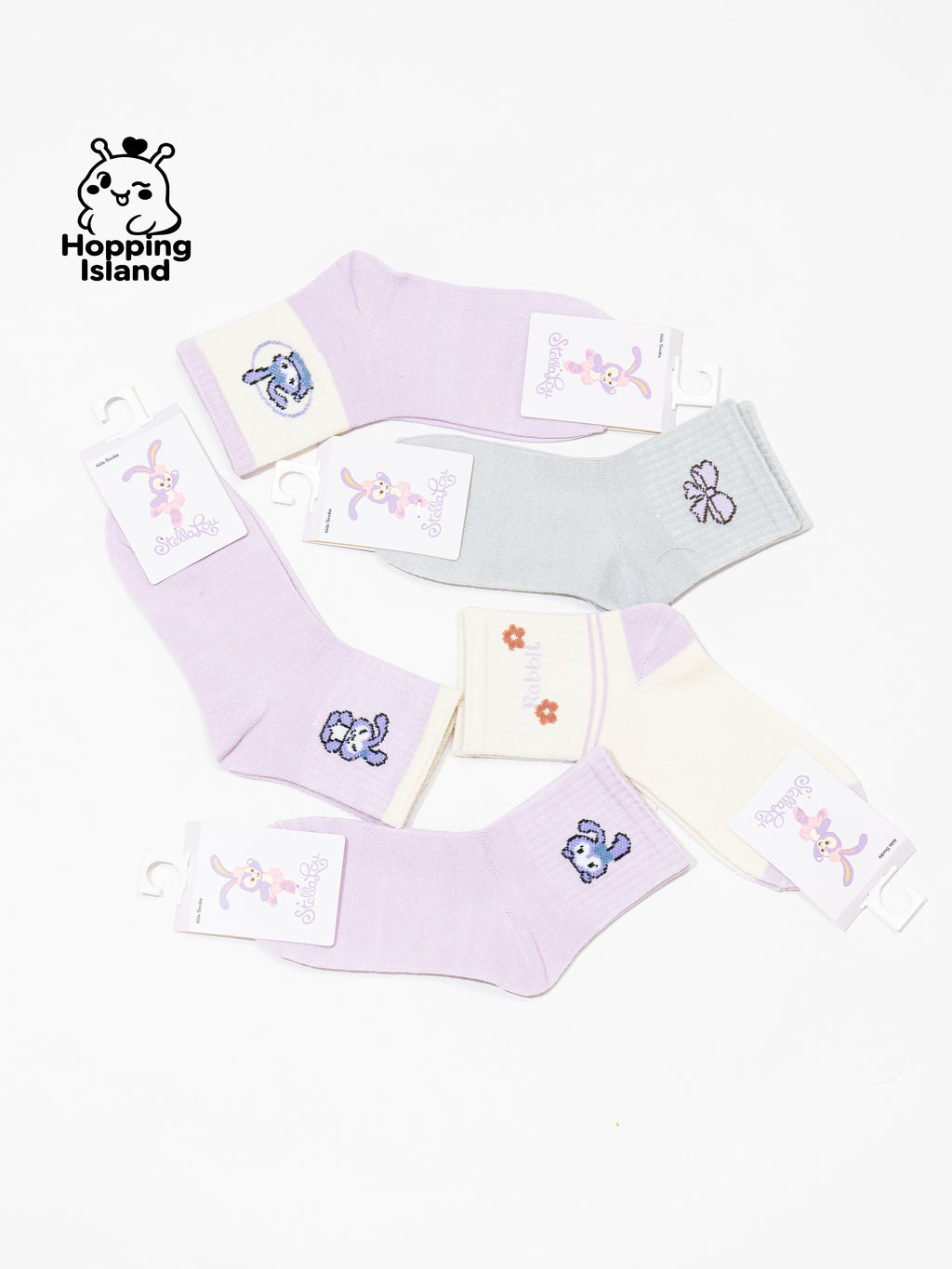 Kids Socks 5Pairs Purple Bunny Pattern [HI]