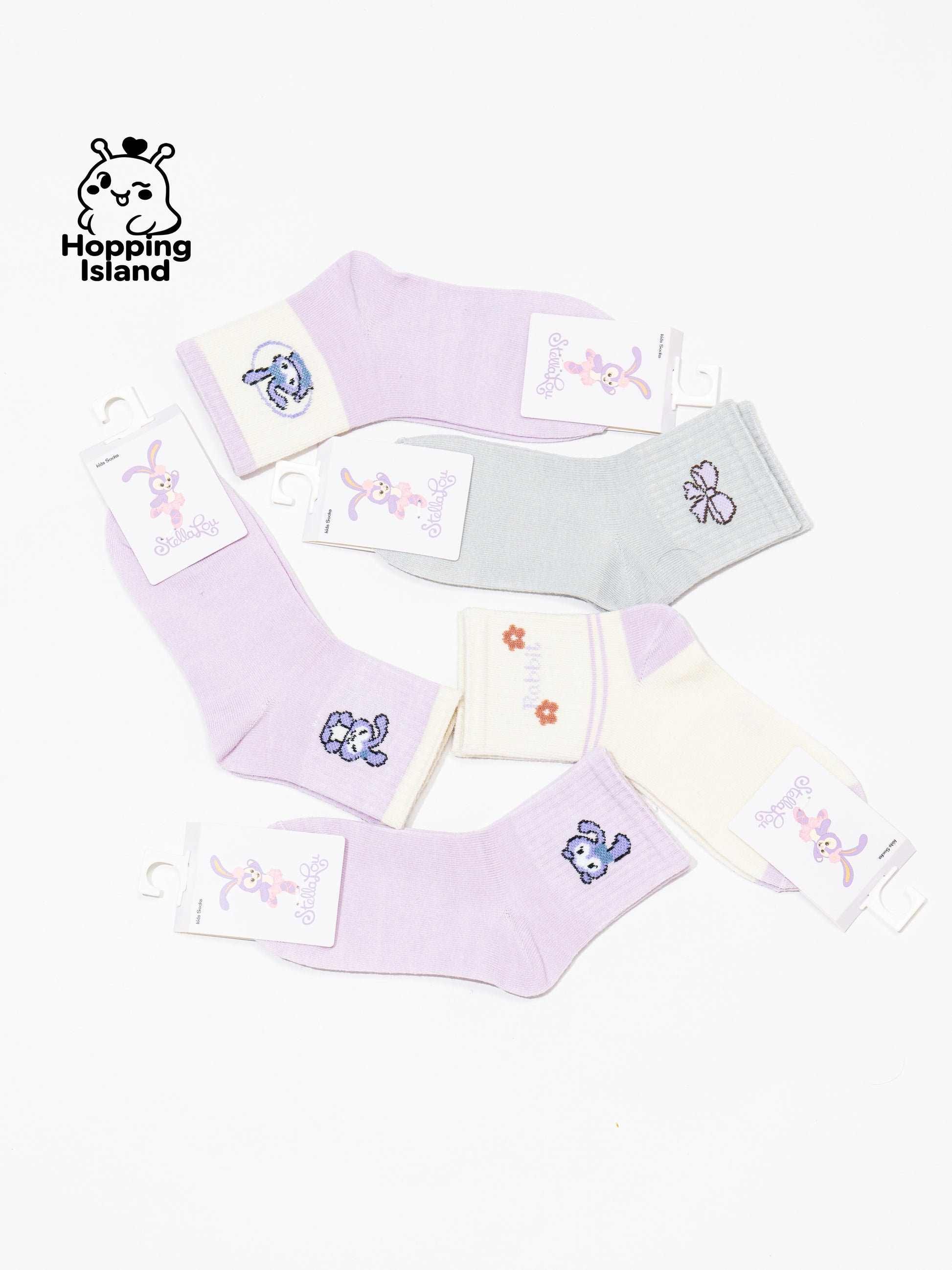 Kids Socks 5Pairs Purple Bunny Pattern [HI]