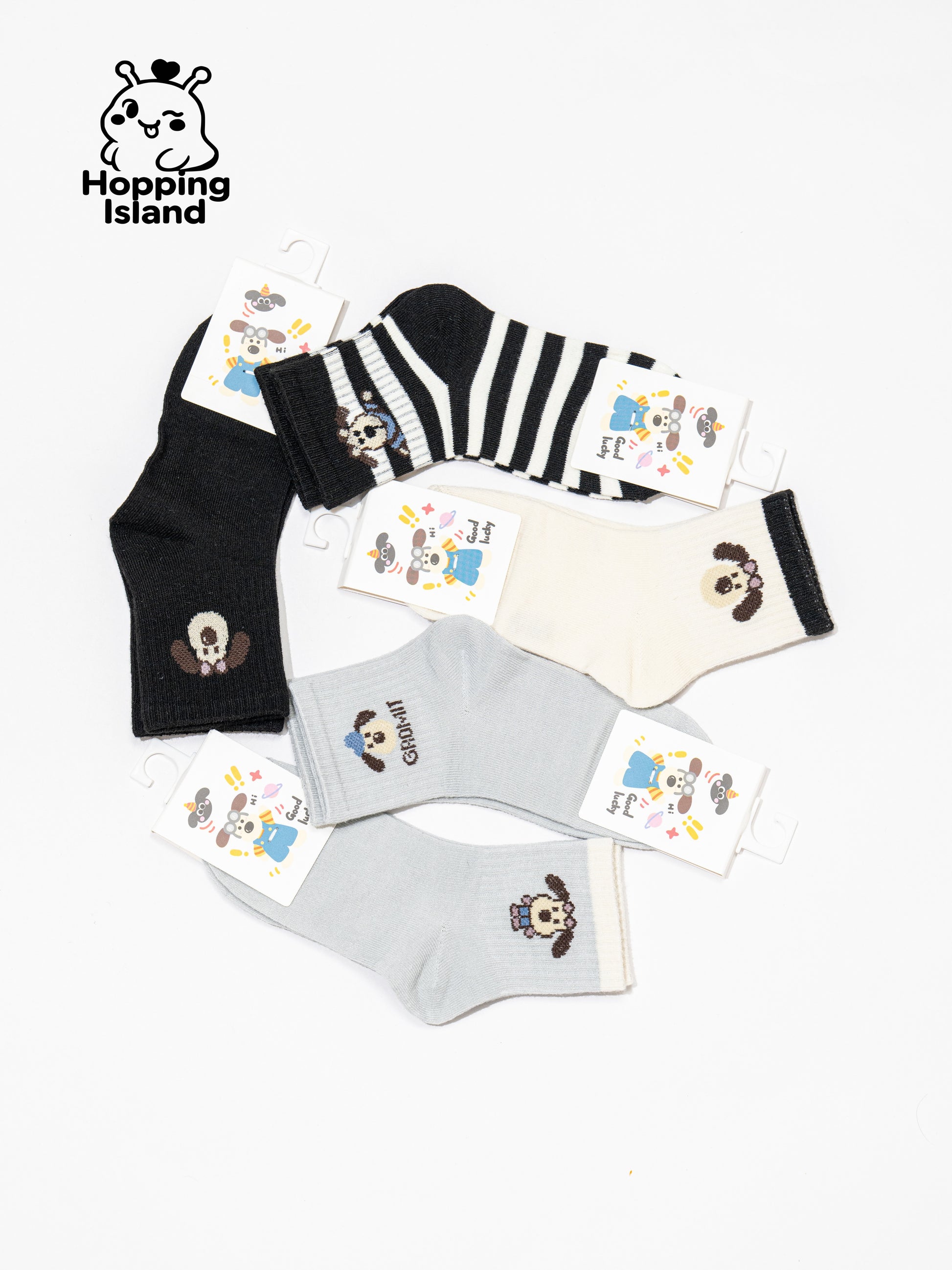 Kids Socks 5Pairs Puppy Dog Pattern [HI]