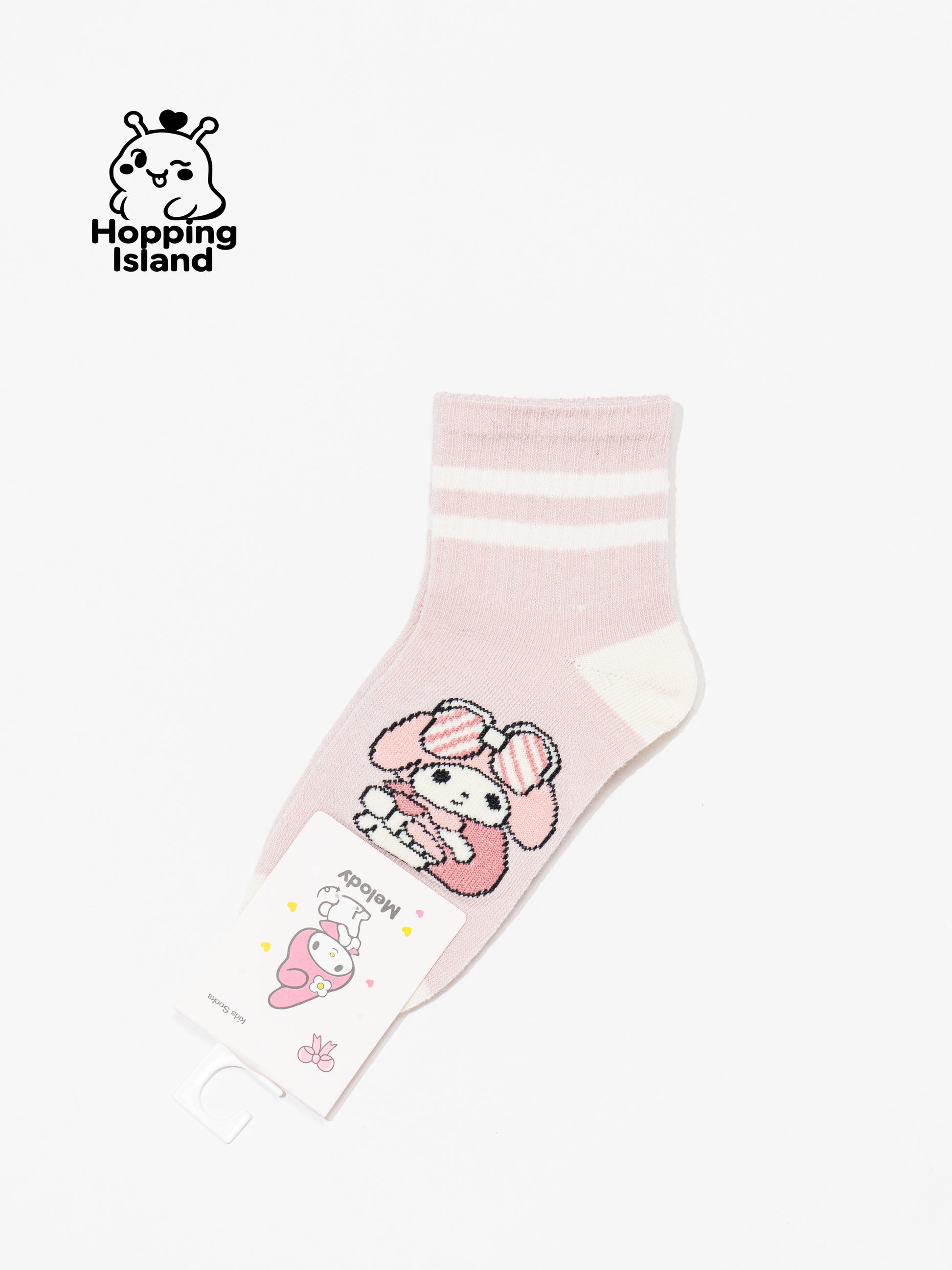 Kids Socks 5Pairs Pink Melody Bunny Pattern [HI]