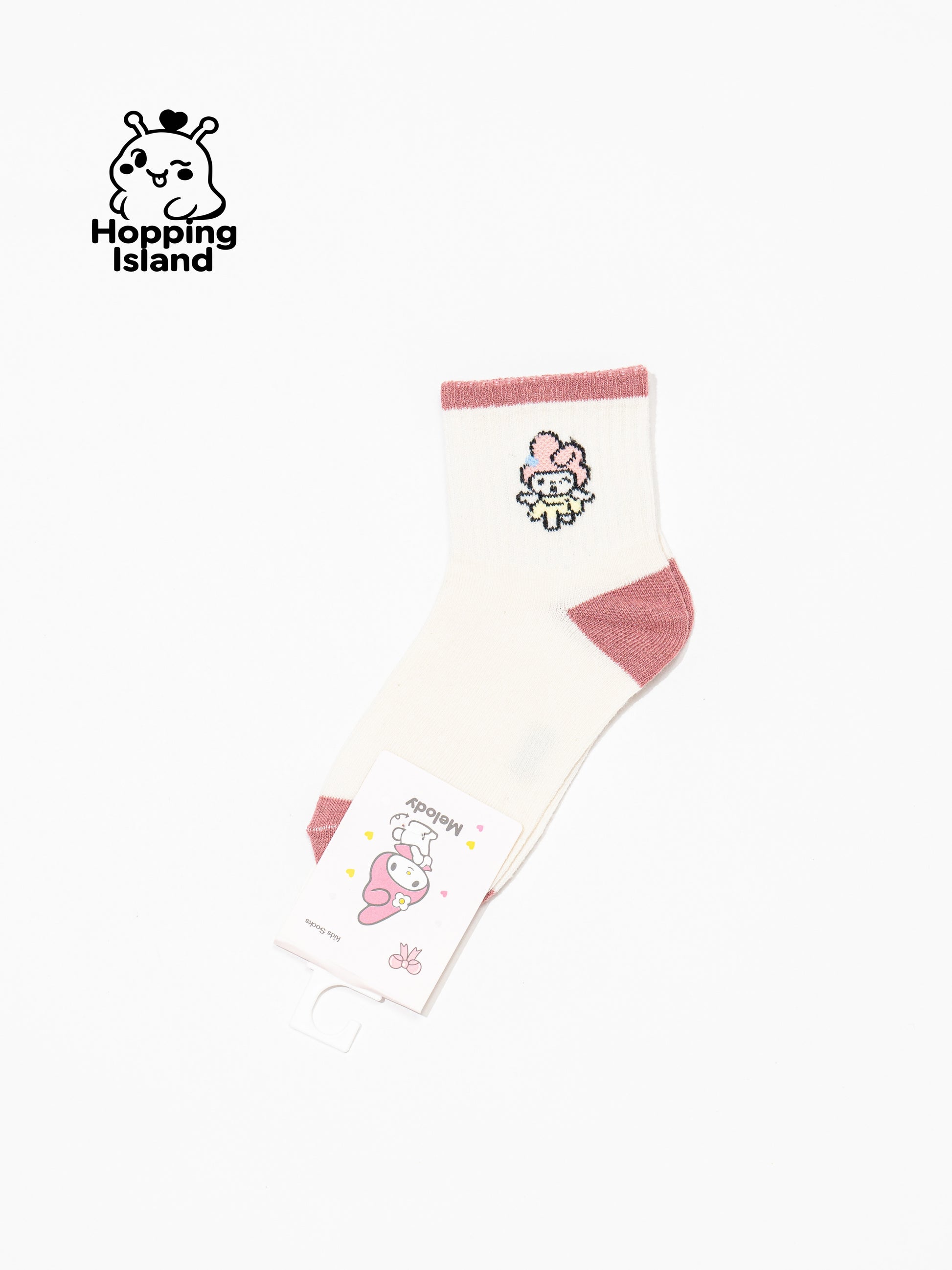 Kids Socks 5Pairs Pink Melody Bunny Pattern [HI]