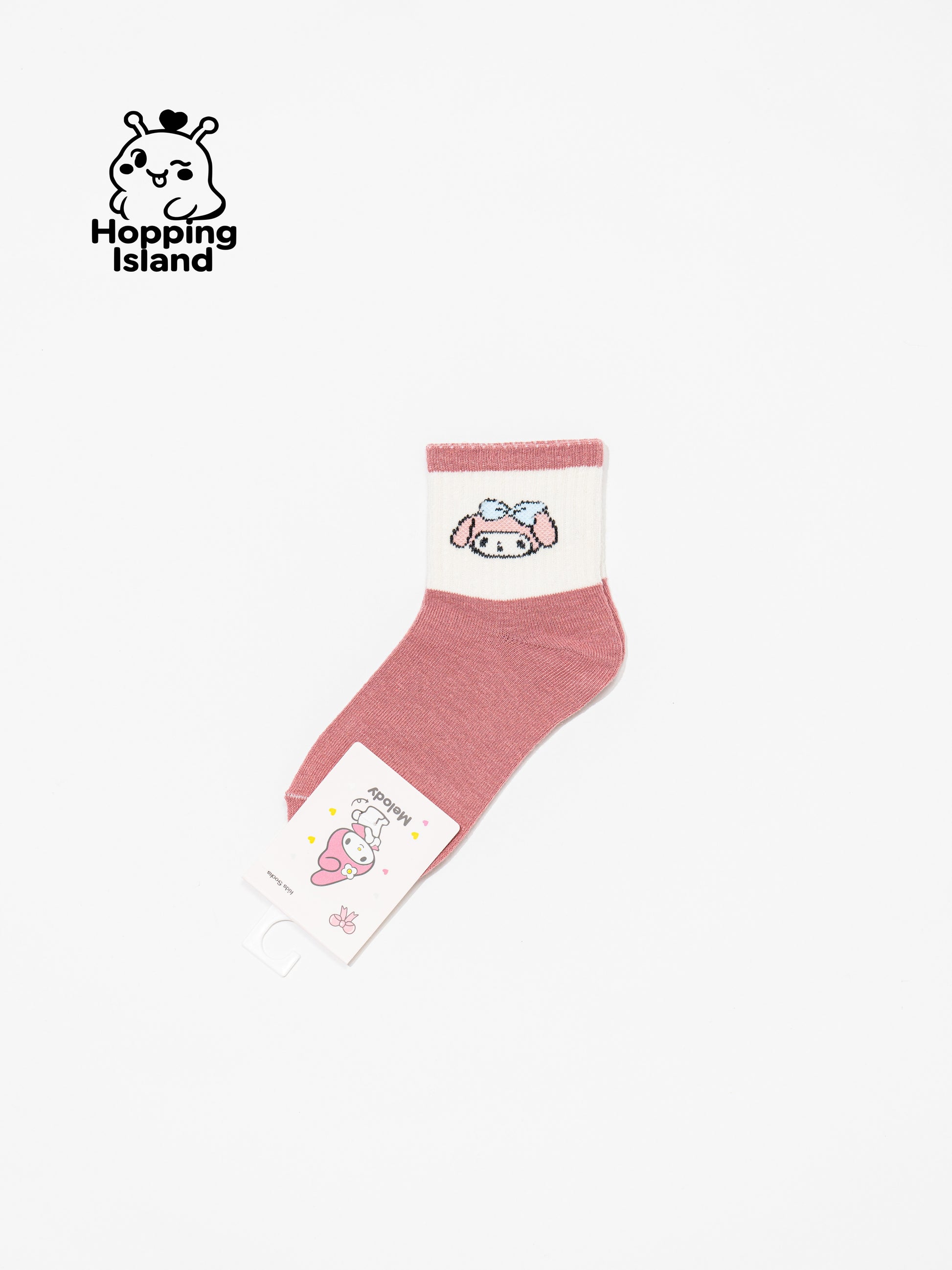 Kids Socks 5Pairs Pink Melody Bunny Pattern [HI]