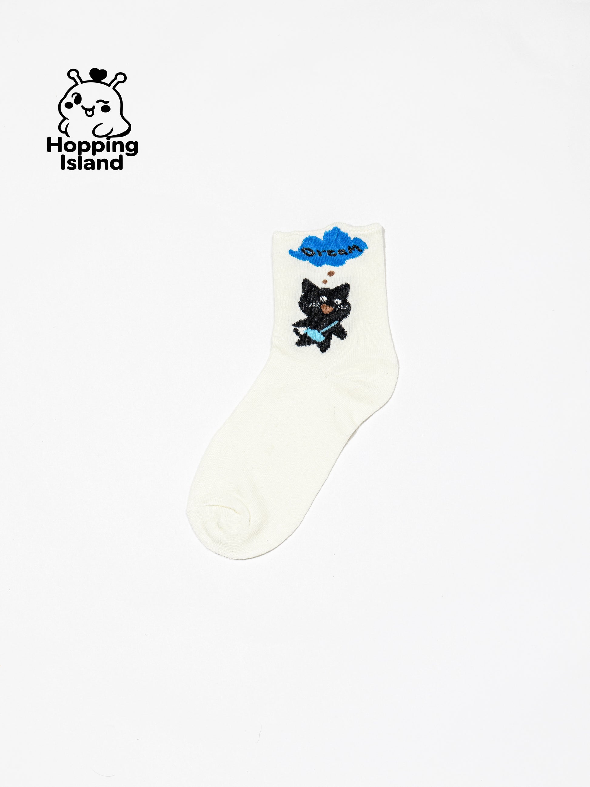4 Pairs Black & White Cat Print Socks [HI]