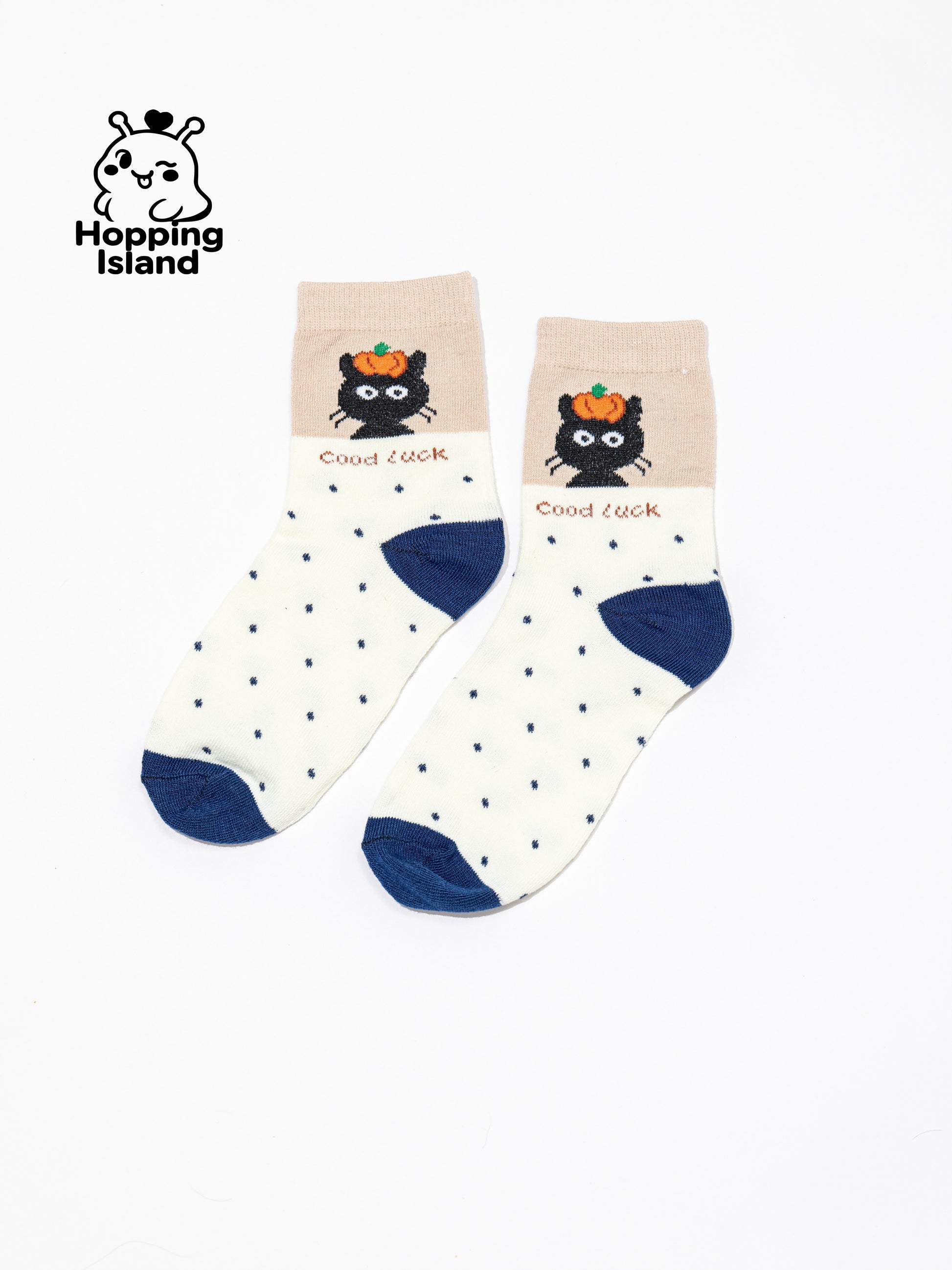 4 Pairs Black & White Cat Print Socks [HI]