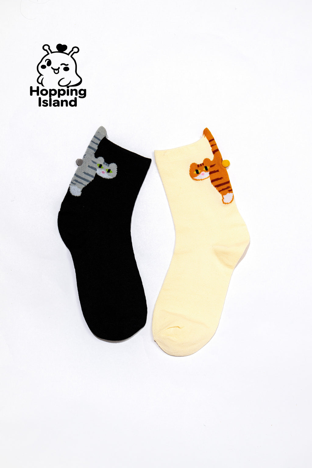 2 Pairs Cat Egg Print Socks [HI]