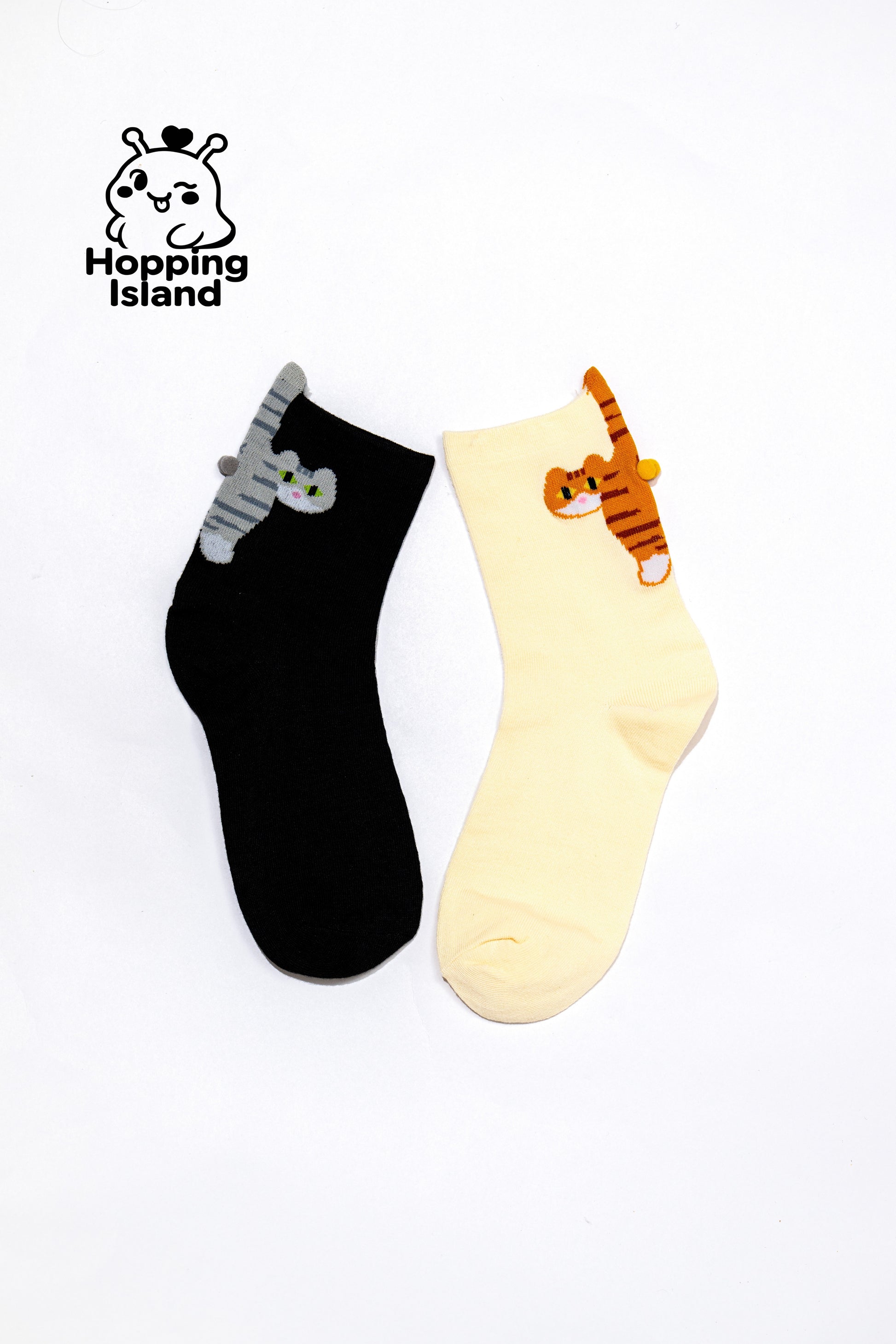 2 Pairs Cat Egg Print Socks [HI]